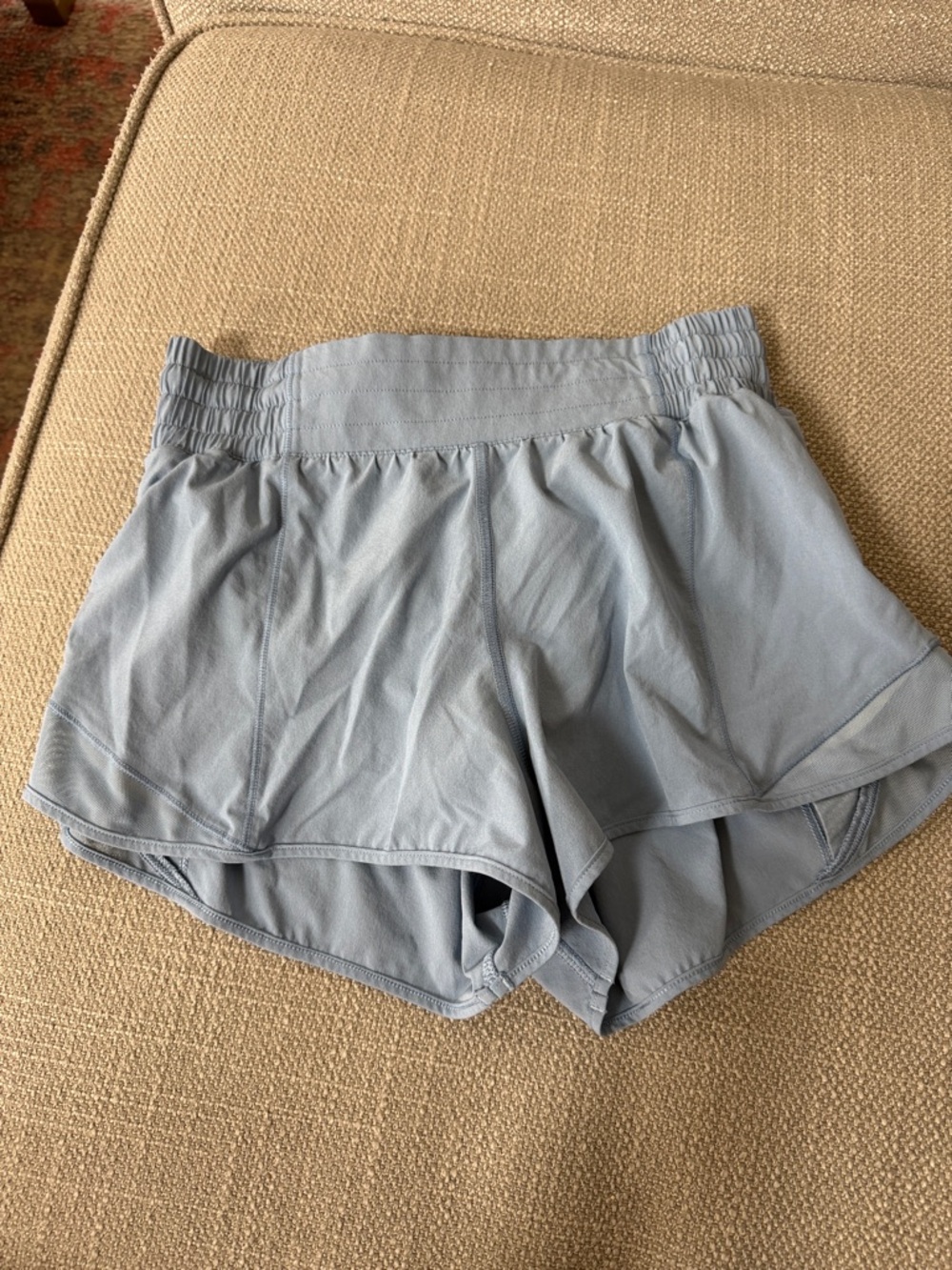 Lululemon Light Blue Women's Athletic Shorts with High-Waist Band